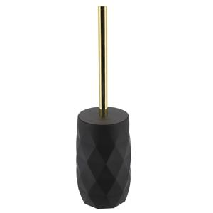 WC/toiletborstel in houder Diamond - zwart - kunststof - 8 x 34 cm