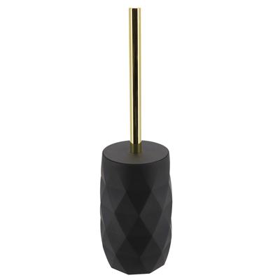 WC/toiletborstel in houder Diamond - zwart - kunststof - 8 x 34 cm