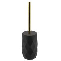 WC/toiletborstel in houder Diamond - zwart - kunststof - 8 x 34 cm