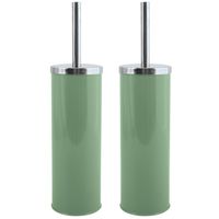 MSV Toiletborstel in houder/wc-borstel - 2x - metaal - groen - 38 cm - Toiletborstels