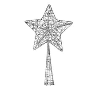 Kunststof ster piek/kerstboom topper glitter zilver 28 cm - kerstboompieken