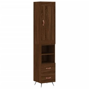 vidaXL Hoge kast 34,5x34x180 cm bewerkt hout bruin eikenkleur