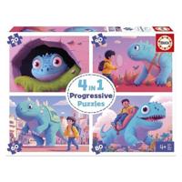 4 Puzzels - EDUCA - Vriendelijke Dinos - 20+40+60+80 stukjes