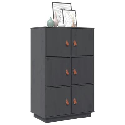 Hoge kast 67x40x108,5 cm massief grenenhout grijs
