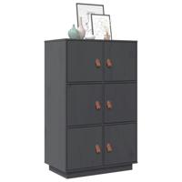 Hoge kast 67x40x108,5 cm massief grenenhout grijs