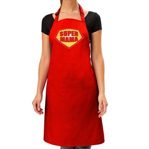 Super mama barbeque schort / keukenschort rood dames