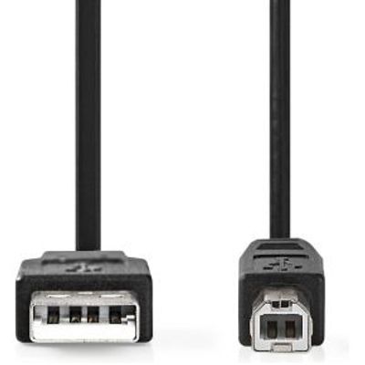 USB-Kabel | USB 2.0 | USB-A Male | USB-B Male | 10 W | 480 Mbps | Vernikkeld | 1.00 m | Rond | PVC |