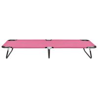 The Living Store Loungebed - Opvouwbaar campingbed - Roze - 190 x 58 x 28 cm - Draagvermogen 120 kg