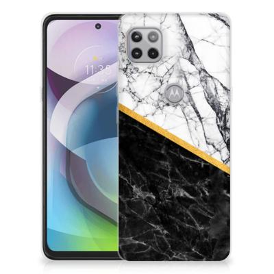 Motorola Moto G 5G | TPU | Siliconen hoesje | Marmer Wit Zwart - Origineel Cadeau Man