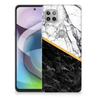 Motorola Moto G 5G | TPU | Siliconen hoesje | Marmer Wit Zwart - Origineel Cadeau Man