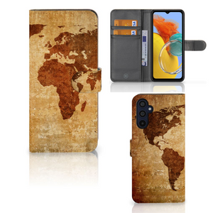 Samsung Galaxy M14 Flip Cover Wereldkaart