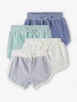 Set van 4 badstoffen shorts baby's chambrayblauw
