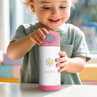 RVS drinkfles met rietje kind - 350 ml - Roze RVS drinkfles met rietje kind - 350 ml - Roze