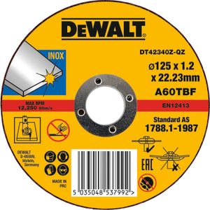 DEWALT Doorslijpschijf Roestvrij staal DT42340Z-QZ doorslijpschijf Ø 125 mm, boring 22.23 mm, A 60 TBF