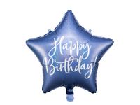 Folieballon Happy Birthday Ster Blauw (40cm)