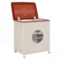 Opbergbox voor Kleding met Deksel en Wieltjes 45 L Rolbare Wasmand met Transparant Venster