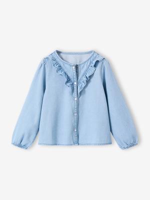 Denim katoenen meisjesblouse stone