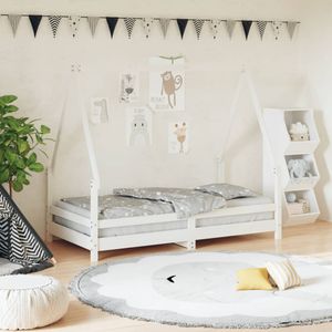 Kinderbedframe 80x160 cm massief grenenhout wit