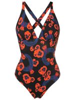 Isolda maillot de bain à fleurs - Noir