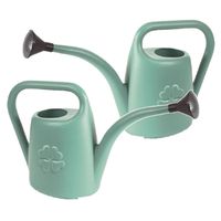 Set van 2x stuks mintgroene kunststof bloemen/planten gieters met broeskop/sproeikop 1.8 liter