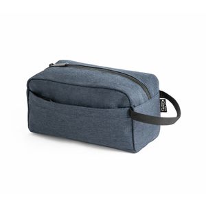 Toilettas met voorvakje en hengsel - blauw - 22 x 12 x 11 cm - polyester - kind/volwassenen