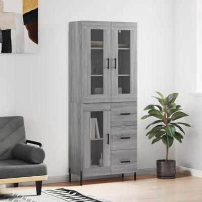 Hoge kast 69,5x34x180 cm bewerkt hout grijs sonoma eikenkleurig