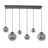 Steinhauer 6-lichts glazen hanglamp Bolique zwart met smoke glas 3499ZW