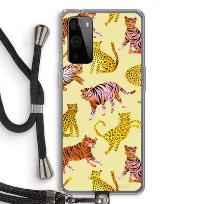 Cute Tigers and Leopards: OnePlus 9 Pro Transparant Hoesje met koord