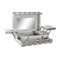 Doos-Juwelenkistje Home ESPRIT Zilverkleurig Natuurlijk Hout Aluminium 27,5 x 21 x 7,6 cm