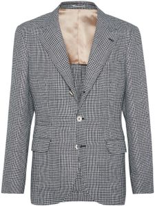 Brunello Cucinelli blazer en laine à motif pied-de-poule - Noir