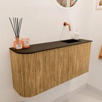 Toiletmeubel Mondiaz Joya | 91.6 cm | Meubelkleur Oak | Faye wastafel Urban Rechts | Zonder kraangat(en)