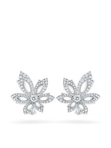 David Morris boucles d'oreilles Single Flower Palm en or blanc 18ct ornées de diamants - Argent