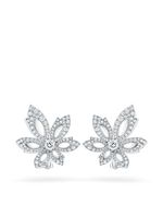 David Morris boucles d'oreilles Single Flower Palm en or blanc 18ct ornées de diamants - Argent - thumbnail