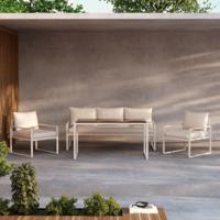 Nohr Loungeset 'Sharise' Met bank, 2 loungestoelen en hoge tafel, kleur Beige