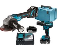 Makita DLX2334J 18v Combiset - DHP485Z Klopboor- en schroefmachine + DGA504Z Haakse slijper  3,0 Ah accu (3 st), snellader, Mbox - DLX2334J - thumbnail