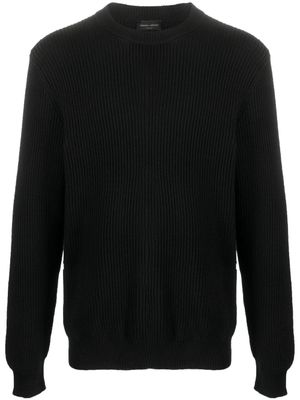 Roberto Collina pull en maille nervurée à col rond - Noir