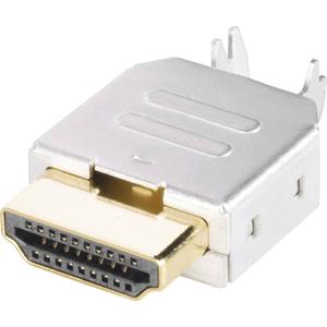 BKL Electronic 0905004 HDMI-connector Stekker, inbouw horizontaal Aantal polen: 19 Zilver 1 stuk(s)