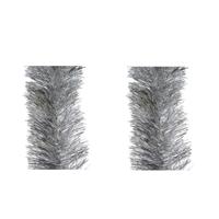 Kerstslingers - 3x stuks - zilver - folie - 10 x 270 cm - kerstboom versieringen Kerstslingers - 3x stuks - zilver - folie - 10 x 270 cm - kerstboom versieringen