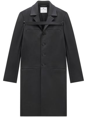 Courrèges manteau en cuir à simple boutonnage - Noir