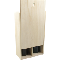 Wijnkist voor 2 flessen 340x195x95mm met schuifdeksel erin Paulonia