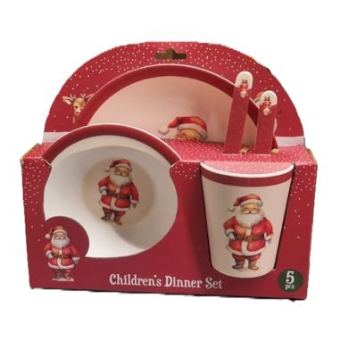 Kerst servies setje - 5-delig - met kerstman - voor kinderen - ontbijtset - kerstdiner setje