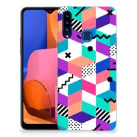 Samsung Galaxy A20s TPU Hoesje Blokken Kleurrijk - thumbnail