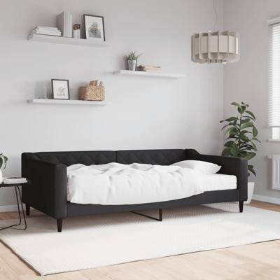 Slaapbank met matras 100x200 cm stof zwart