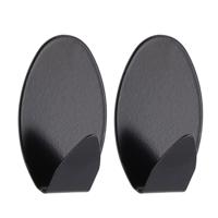 Plakhaakjes ovaal - 2x stuks?- 3 x 2,5 x 5 cm - Zelfklevende ophang haakjes - RVS - zwart