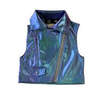 Dutch Dream denim zomer gilet meisjes metallic - blauw - Bara