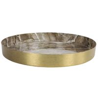 Dienblad/serveer tray Marble - Metaal - goud - Dia 25 cm
