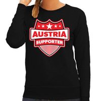 Oostenrijk / Austria schild supporter sweater zwart voor dames - thumbnail