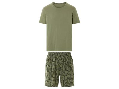 LIVERGY Korte heren pyjama (Groen/print, XL)