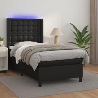 Boxspring met matras en LED kunstleer zwart 90x200 cm