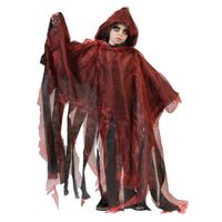 Funny Fashion Halloween verkleed cape/gewaad met kap - Spook/geest - Rood - Voor kinderen One size  - - thumbnail